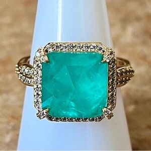 BP RG94052 Sparkle In The Sun Blue Aragonite on Gold Ring